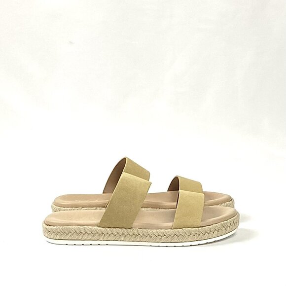Matisse Mixer  Tan Double Suede Leather Band Slide Sandal, 9 - Picture 3 of 9